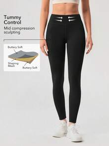 OutZeal Quần legging thể thao nữ màu đen, thích hợp tập luyện, tập gym, yoga, nhanh khô, ôm bụng, cạp cao nâng mông, hỗ trợ vận động. - màu đen - Xem 2