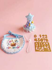 PETSIN 1PC/SET Lovely Puppy Kitten Birthday Party Outfit, Fashion Birthday Hat Saliva Bib Set - Multicolor - View 10