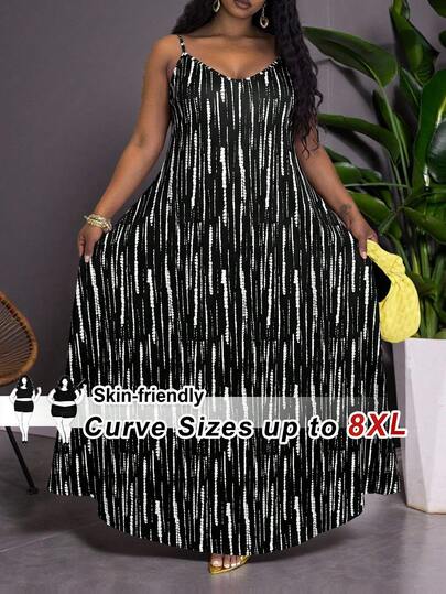 SHEIN CURVE+ Curve Size US22Music Festival, Seaside Vacation, Bohemia Black Dress, Basic Sleeveless, Spring/Summer