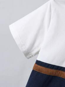 SHEIN 男童套装，包含一件儿童针织舒适短袖polo衫，时尚运动撞色设计，适合春夏穿着，宽松版型，适合度假、海滩、日常穿着等各种场合。 - 彩色 - 查看 7