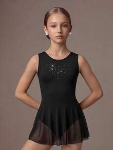 SHEIN 青少年女孩服飾 黑色秋季運動舞蹈服運動套裝，可愛，校園，返校季 - 黑色 - 查看 4