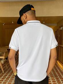 Ngobest Haus Ngobest Haus Men Summer Casual Color-Block Polo Shirt With Short Sleeves, For Golf - White - View 2