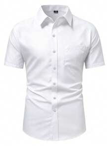 Manfinity Mode Men's Short Sleeve Business Casual Shirt - White - View 3