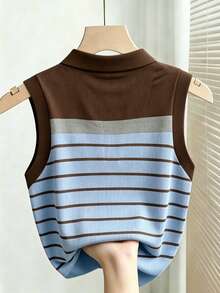 Franclia Summer Casual Contrast Color Striped Tank Top - Multicolor - View 2