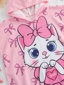 SHEIN Áo khoác trùm đầu họa tiết động vật dễ thương cho bé gái, phù hợp cho kỳ nghỉ, đi biển - Hồng - Xem 6