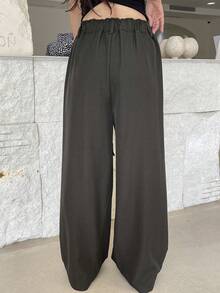 DAZY Women's Solid Color Drawstring Waist Wide-Leg Casual Pants - Grey - View 5