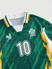 ROMWE MEN France National Team Jersey T-Shirt, Suitable For Everyday Wear In Spring And Summer - Multicolor - View 3