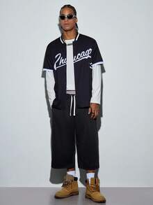 Modcrash Herren Sommer Neue Locker Sitzende Casual Sport Shorts, Fitness Shorts, Elastischer Bund mit Kordelzug verstellbar, Seitentaschen für bequemes Tragen, geeignet für Zuhause und Straßenmode - Schwarz - Übersicht 3