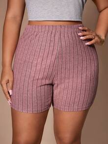 Lazeform Pantalones cortos casuales con cintura elástica de talla grande, aptos para usar en casa y al aire libre - Rosa vieja - Ver 4
