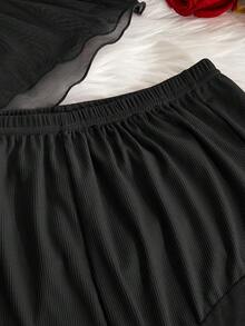SHEIN Set Lingerie Seksi Wanita dengan Kawat Penyangga dan Cup Tipis Berbahan Jala - Hitam - View 6