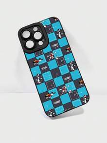 LOONEY TUNES X SHEIN 1件 Looney Tunes 足球棋盤格手機殼，配黑色相機防撞邊框，全機身 Looney Tunes 足球隊棋盤格圖案與經典 "LOONEY TUNES" Logo。全包覆防震保護，適合卡通愛好者與 Looney Tunes 粉絲的完美禮物。相容 iPhone 與 Galaxy 手機殼，手機配件，快速出貨。 - 黑色 - 查看 6