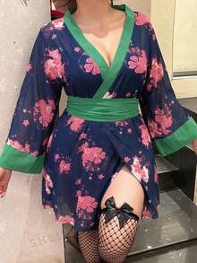 Vibekara 性感浪漫印花收腰短裙 - 藏蓝色 - 查看 4