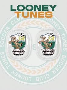 LOONEY TUNES X SHEIN 1個 Looney Tunes Wile E. Coyote 足球徽章 AirPods 保護殼，透明亮面設計，印有經典 Wile E. Coyote 運動徽章與數字13。全包覆防震保護，適合卡通愛好者與 Looney Tunes 粉絲的完美禮物。相容於 AirPods Max，耳機配件 - 無色 - 查看 2