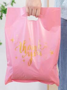 50pcs Pink "Thank You" Gift Bags For Wedding, Birthday, Party, Apparel Packaging, Back To School Valentine Day - Multicolor - View 5