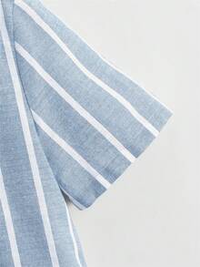 SHEIN Boys' Casual Striped Button-Down Shirt - Baby Blue - View 4