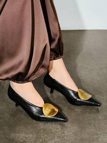 Bholvia Chaussures Babies à boucle de sangle et talon mi-haut, escarpins à bout pointu et talons fins pour femmes, mules - Noir - Voir 2