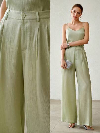 MOTF PREMIUM Pantaloni donna in tinta unita con pieghe