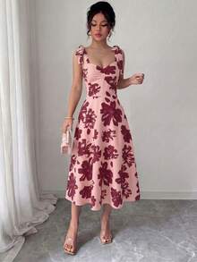 Vestido elegante y romántico para mujer con cintura ceñida y sin mangas - Multicolor 4 - Ver 7