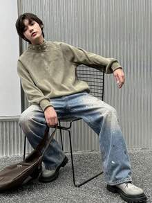 DAZY Quần jeans ống rộng dáng suông có túi dành cho nam, thích hợp mặc mùa xuân. - Màu xanh lam - Xem 5