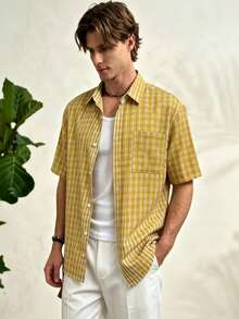 Airaco Men's Casual Plaid Short Sleeve Shirt - Multicolor - View 6
