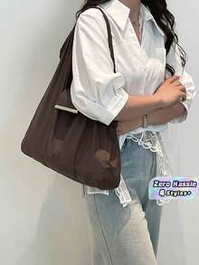1pc Brand New Snap-Button Folding Shopping Bag, Retractable Tote Bag With Key Ring (Can Also Be Used As A Pendant), Ultralight Travel/Business Organizer, Compact And Portable, Suitable For Everyday Carry, Minimalist Tote Bag, Reinforced Stitching, Key Ring Pouch, Small Tote Bag, A Must-Have For Frequent Travelers With A Minimalist Lifestyle. - Multicolor - View 1