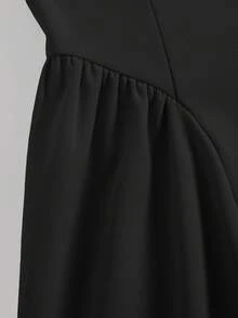 SHEIN Girlism 青少年女孩針織撞色蝴蝶結裝飾修身優雅舒適收腰純色長洋裝，適合春/夏、外出、優雅、派對、約會、重要家庭聚會、返校季節 - 黑與白 - 查看 6