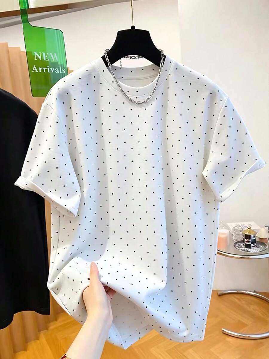 Resyla Women's Polka Dot Print Round Neck Short Sleeve Casual T-Shirt - Multicolor - View 1