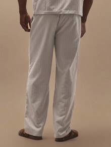 Musero Pantalones rectos con cintura con botones y presillas para el cinturón, esenciales de primavera/verano - Gris Claro - Ver 4