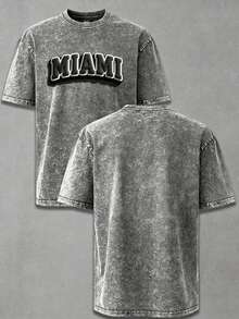 SHEIN Teen Boy Casual Snowflake-Like Texture + 3D Letter Pattern Street Style Y2K Short Sleeve Round Neck T-Shirt, Suitable For Summer - Grey - View 3