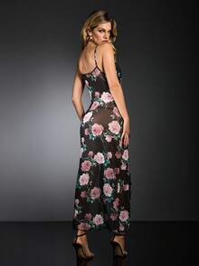 SHEIN 女款花卉印花蕾絲拼接透視吊帶睡裙 - 彩色 - 查看 3