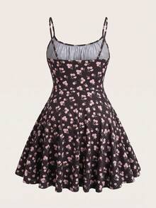 SHEIN EZwear 性感巧克力棕色针织紧身迷你连衣裙，细肩带，夏季 - 巧克力棕 - 查看 2