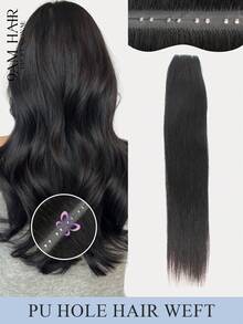 Tóc nối PU dạng lưới, tóc nối hình bướm, tóc thật 12-24 inch, màu nâu trung bình, tóc thẳng, tóc nối vô hình, thích hợp cho sử dụng hàng ngày, đám cưới và tiệc tùng. - Nhiều màu - Xem 1