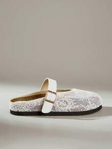 Solecia Women's Slip-On Thick Soled Mule Loafers, Casual Spring/Autumn Shoes For Christmas - Beige - View 3