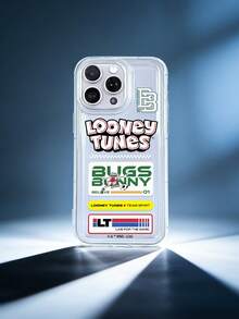 LOONEY TUNES X SHEIN 1個 Looney Tunes Bugs Bunny「團隊精神」透明手機殼，封面印有堆疊式 Bugs Bunny 美式足球圖案、「TEAM SPIRIT」與「LIVE FOR THE GAME」標語，以及經典「LOONEY TUNES」Logo。全覆蓋防震保護，強化護角緩衝，適合您的手機。卡通愛好者與 Looney Tunes 粉絲的完美禮物。相容於 iPhone 手機殼與 Galaxy 手機殼，手機配件，快速出貨。 - 無色 - 查看 2