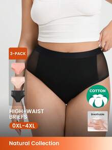 LUVLETTE Bộ 3 quần lót nữ cạp cao bằng cotton kiểu quần đùi trẻ em - Màu đen - Nhiều màu - Xem 1