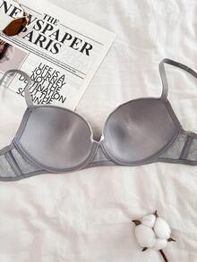 Napfluff 1 chiếc áo ngực có gọng phối ren màu xám nhạt dành cho nữ - Xám - Xem 2
