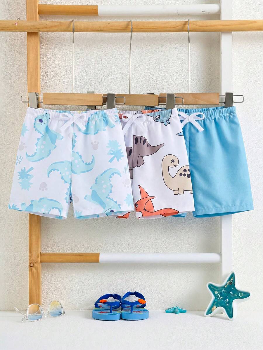 LMoss Kids Calções de praia casuais estampados e fofos para bebês meninos com cintura elástica. - Multicolorido - Ver 1