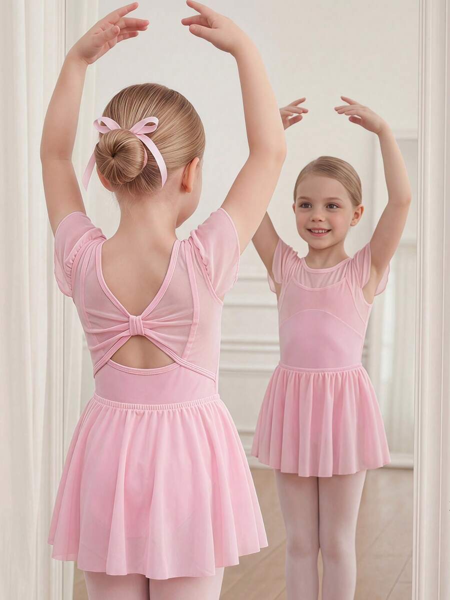 SHEIN 女童服飾「淺粉色秋季芭蕾舞2件套，網紗，可愛，聖誕，返校」