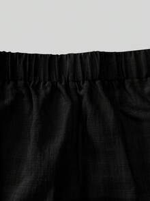 LUMIGAL Women's Solid Color Ruffle Hem Tank Top And Pants Casual Suit - Black - View 8