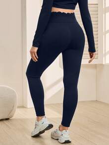 GentleRue Maternity 孕妇休闲百搭可调节腰围修身运动裤 - 藏蓝色 - 查看 2
