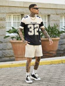Devon Thys Quần short nam mùa hè sọc cạp chun có dây rút - Màu Khaki - Xem 1