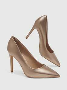 CUCCOO BIZCHIC Women's Apricot Pointed Stiletto High Heels, Elegant High Heels Suitable For Office Work And Wedding Parties, Comfortable And Elegant High Heels, Suitable For All Seasons - Champagne. - View 9