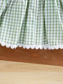 Emery Rose Kids Young Girl Plaid Print Round Neck Tank Top And Mini Skirt Cute Fashion Set, Outdoor Casual Daily Elegant Holiday Wear - Green - View 12