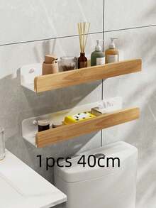 1/2pcs Wall Mounted Bathroom Storage Rack, Punch-Free Bathroom Hanging Shelf, Space Bathroom Tray, Shampoo Shower Gel Holder Organizer, Bathroom Organizers And Storage - Black - View 7