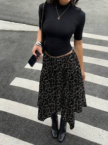 Aloruh Women's Spring/Summer New Asymmetric Hem Plaid Midi Skirt, Retro Y2K Outfit - Multicolor - View 5