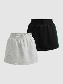 SHEIN Cheerettes Women's Casual Colorblock Elastic Waist Sports Skort, Summer - Multicolor - View 14