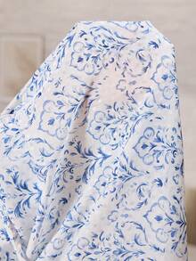 Serenescape Plus Size Printed Camisole Nightgown And Robe Set - Blue - View 9