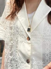 FRIFUL Áo blazer nữ thanh lịch kiểu Pháp, thêu cúc, chất liệu voan mỏng. - trắng - Xem 7