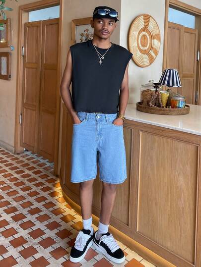 Ngobest Haus Ngobest Haus Men's Distressed Casual Denim Loose Shorts Short Jeans For Men