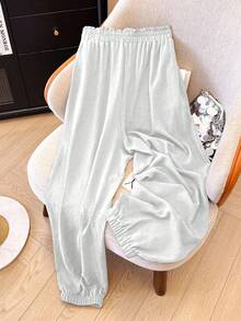 GlowEve CURVE Pantalones casuales con cordón para mujer de talla grande - Blanco - Ver 2